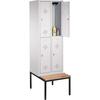 Garment cabinet 4 compartments, B400 bench seat 7035/7035
